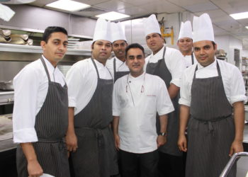 Chef Vineet Bhatia with his chefs in Ashiana