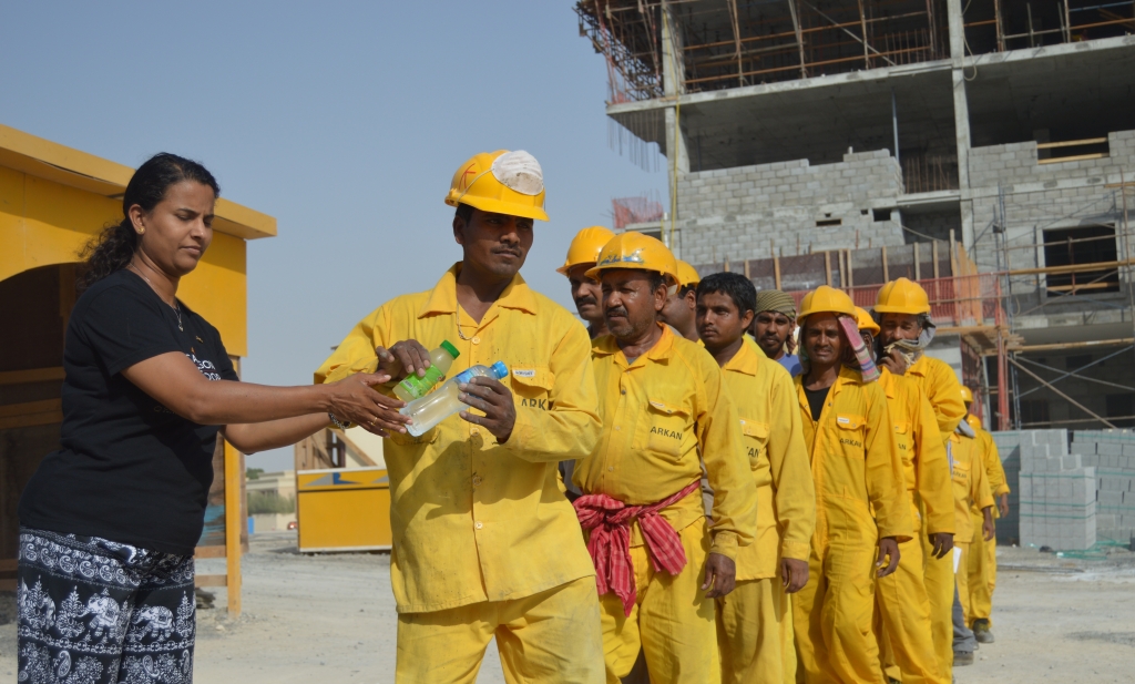 Water distributed to workers by Carlson Rezidor 