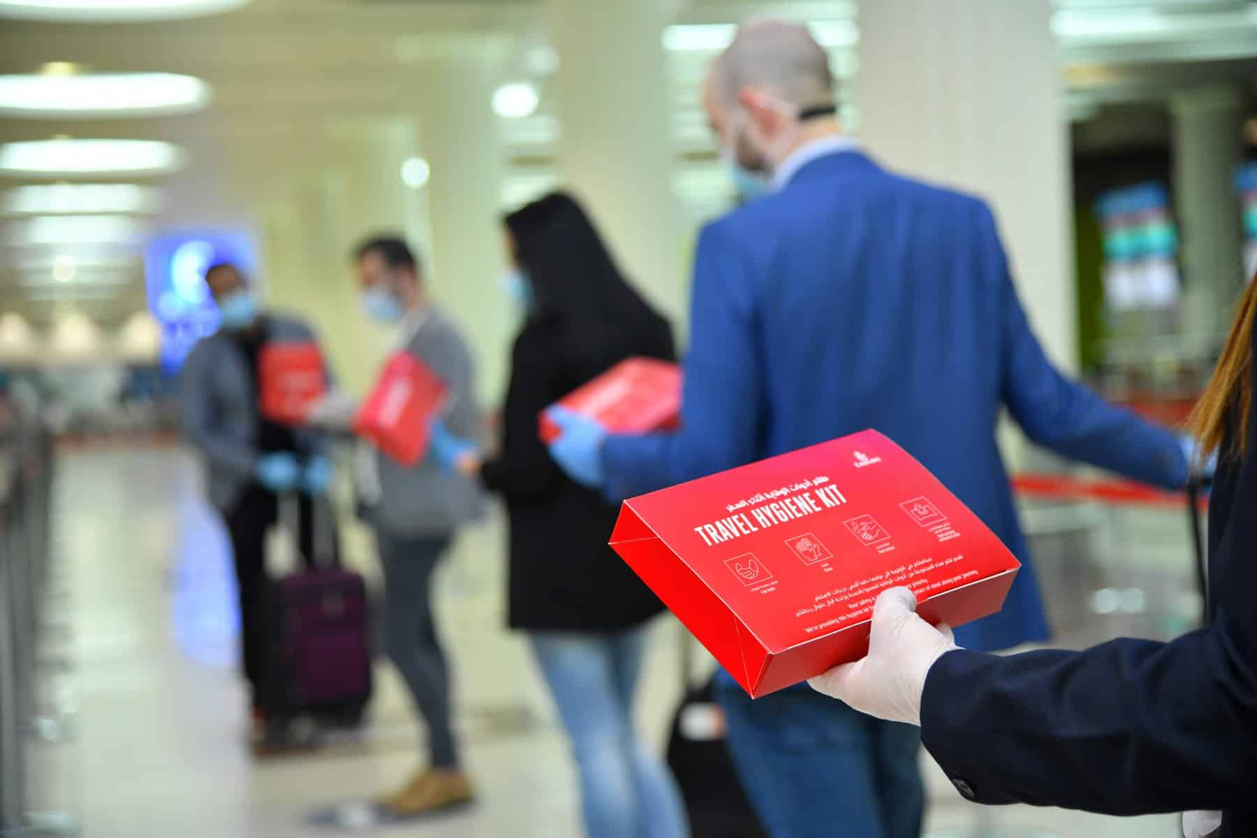 Emirates provides passengers with complimentary hygiene kits
